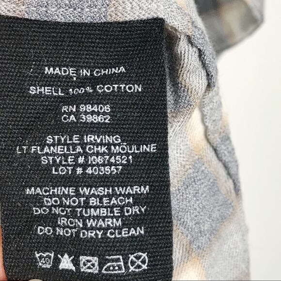 Theory Mens Medium M Desert Check Irving Flanella Button Down Shirt Gray Cotton - Picture 6 of 8